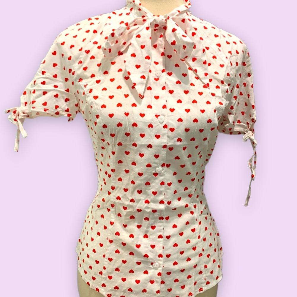 NOT FOR SALE Unique Vintage Hearts Bow Top - Picture 7 of 9